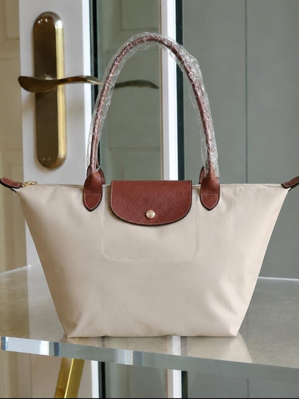 Longchamp Le Pliage Small Tote - Cream Nylon Travel Bag